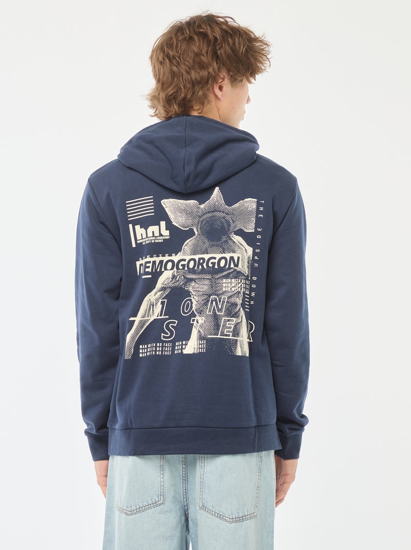 Sweat à capuche 'Stranger Things' imprimé recto-verso Bleu - Kiabi