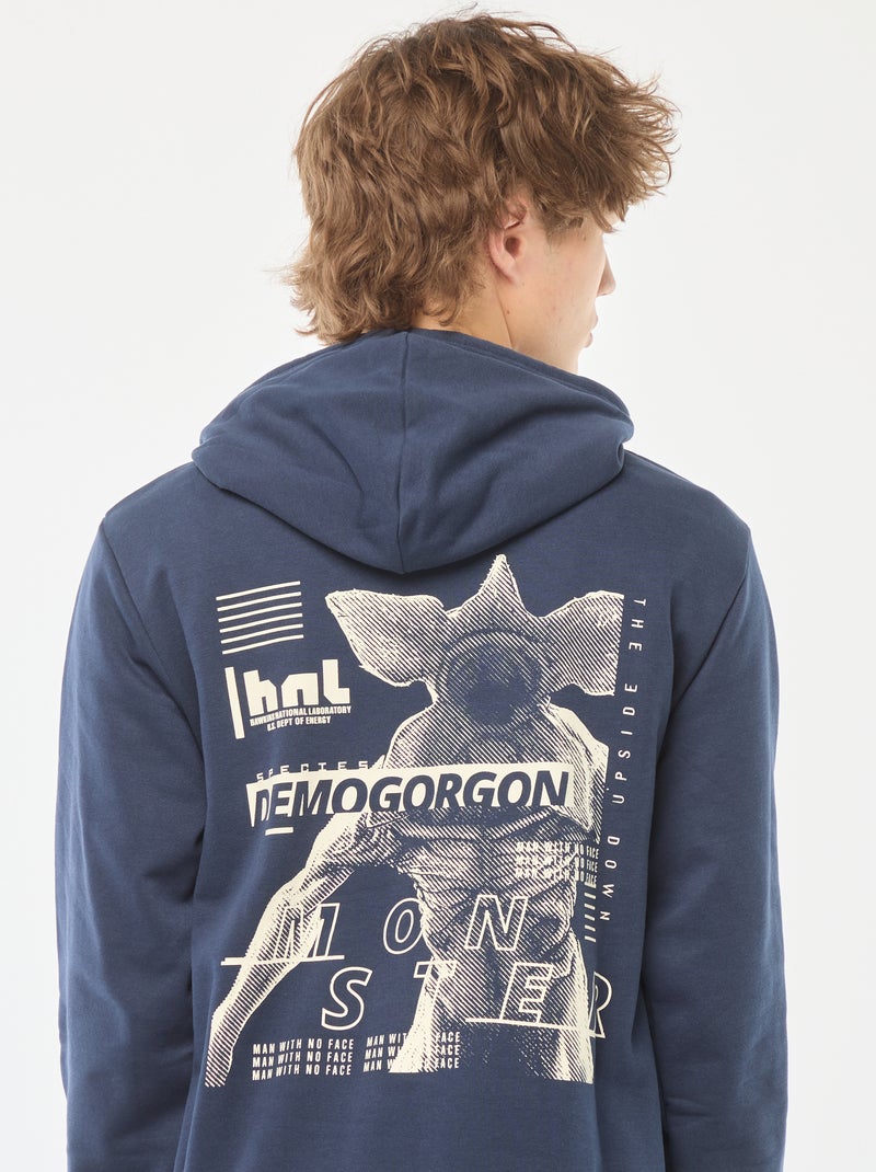 Sweat à capuche 'Stranger Things' imprimé recto-verso Bleu - Kiabi