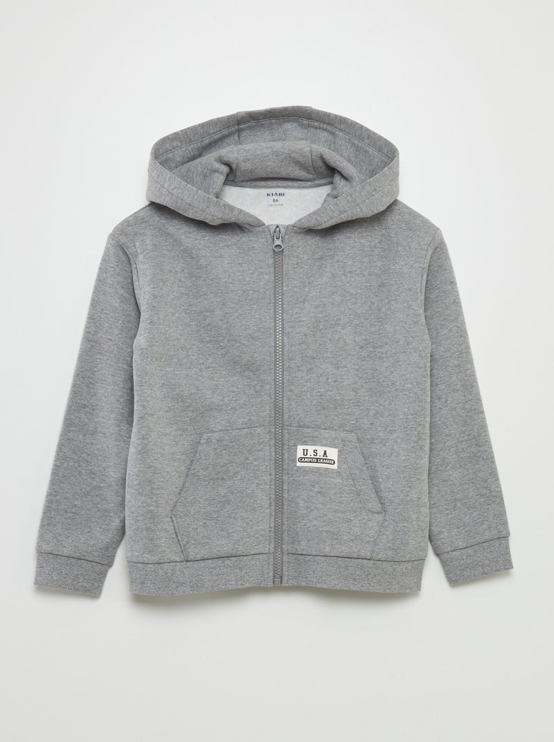 Sweat à capuche style américain Gris - Kiabi