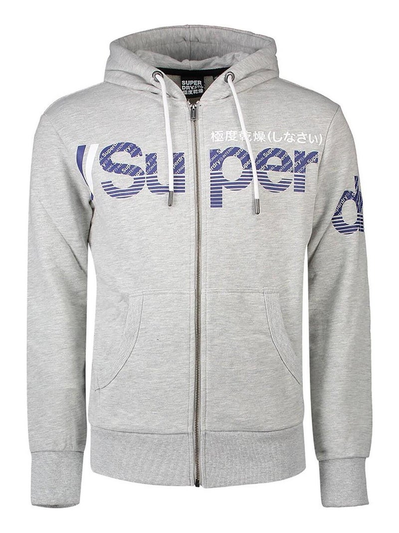 Sweat à Capuche SuperDry Core Split Logo Zip Hood Gris - Kiabi