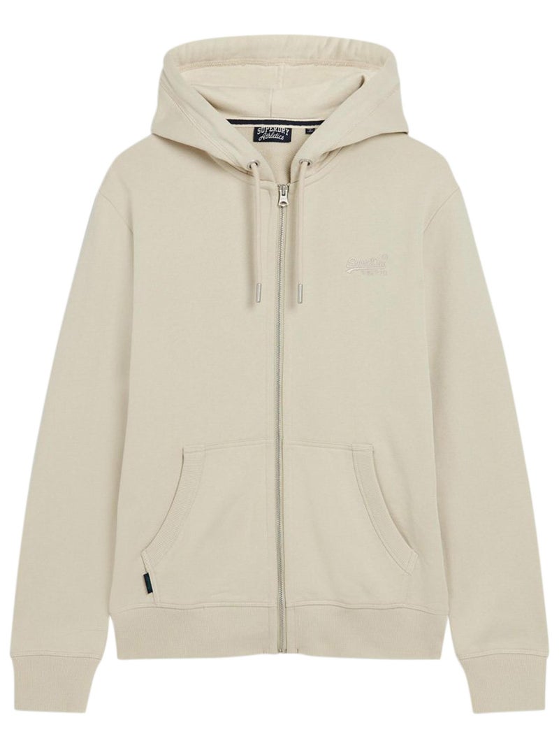 Sweat A Capuche Superdry Essential Logo Zip Hoodie Beige - Kiabi