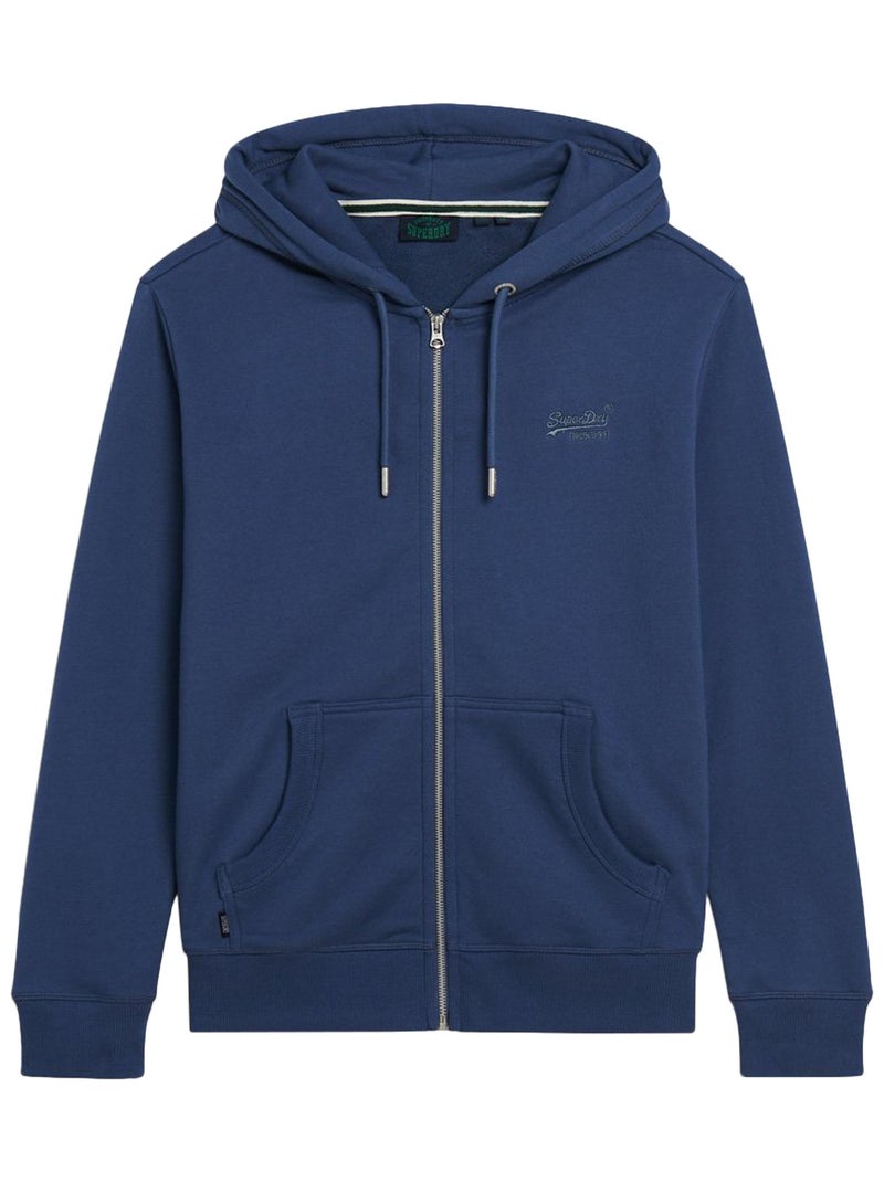 Sweat A Capuche Superdry Essential Logo Zip Hoodie Bleu - Kiabi