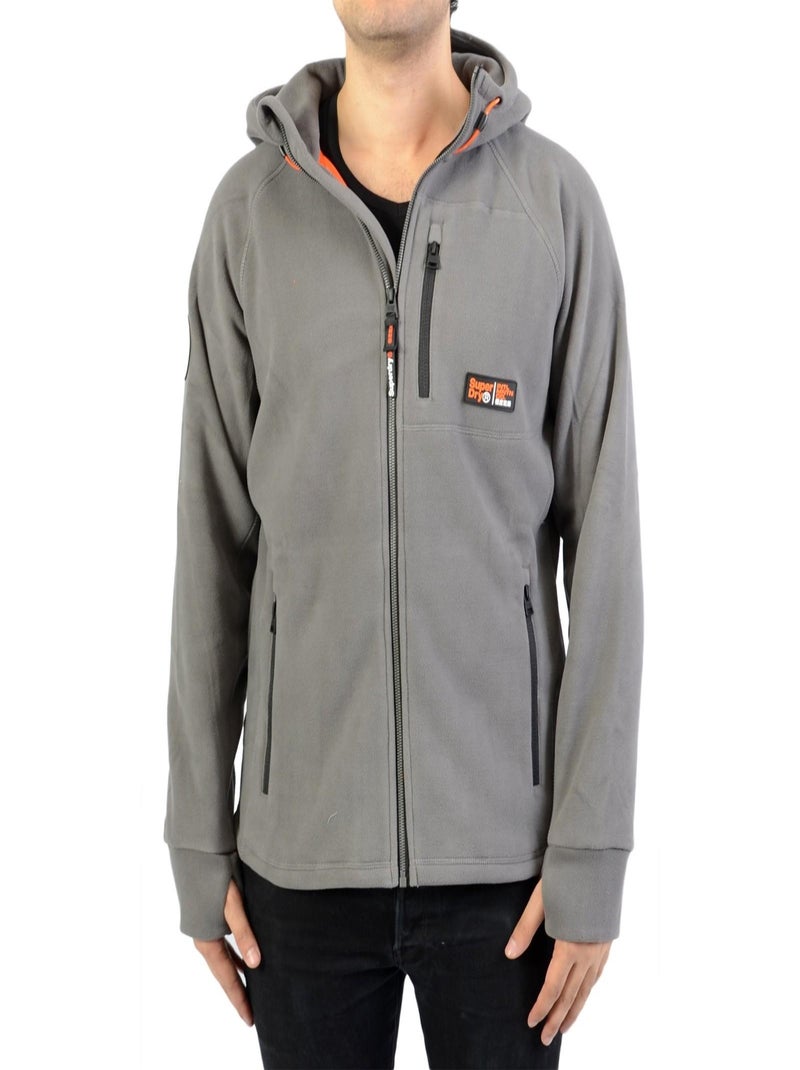 Sweat à Capuche SuperDry Polar Fleece Ziphood Gris - Kiabi