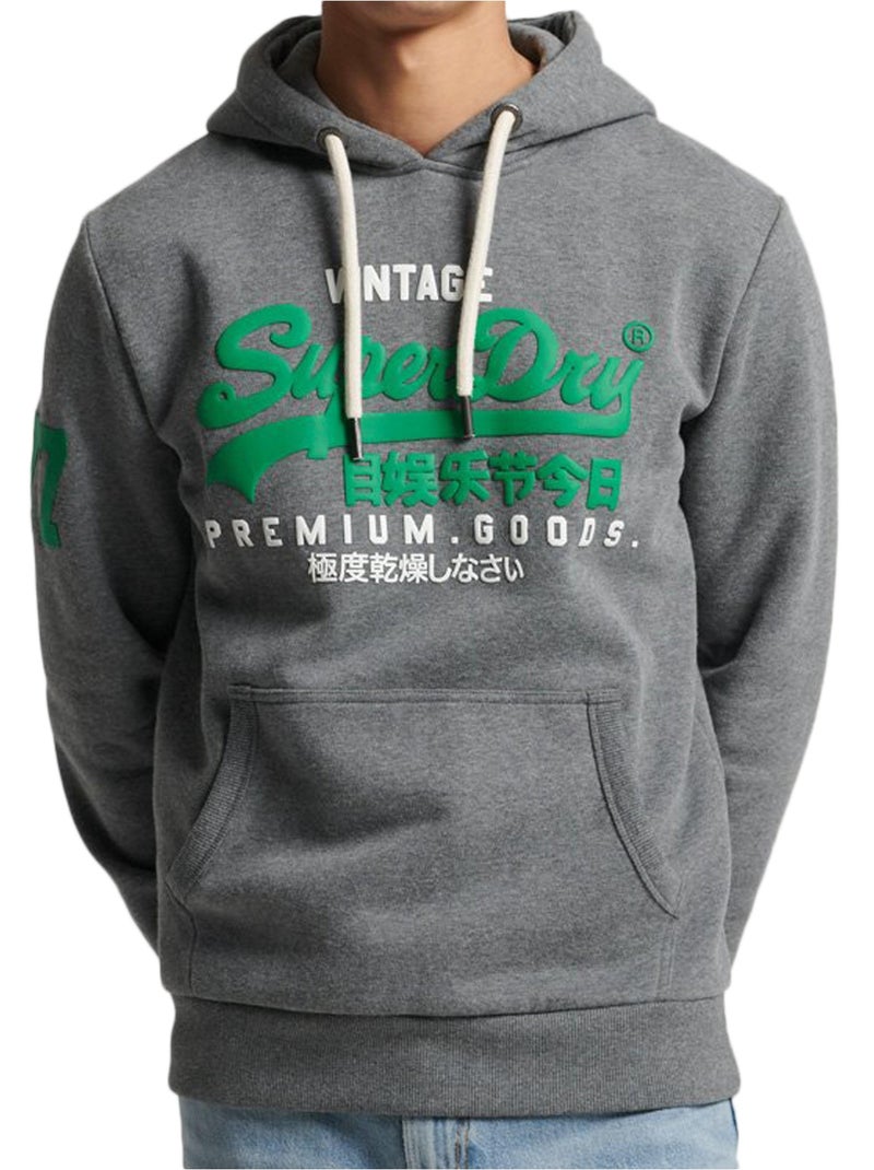 Sweat à Capuche SuperDry Vintage VL Classic Hood Gris - Kiabi