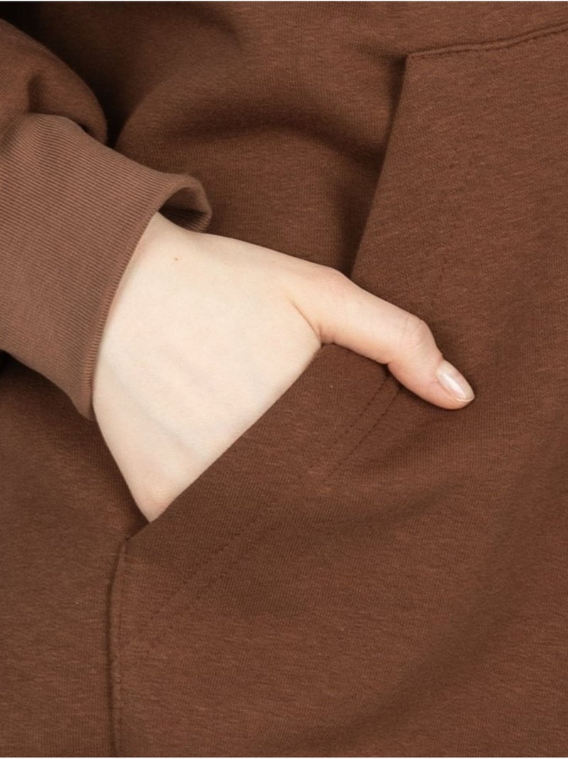 Sweat à capuche surdimensionné avec poche kangourou Marron - Kiabi