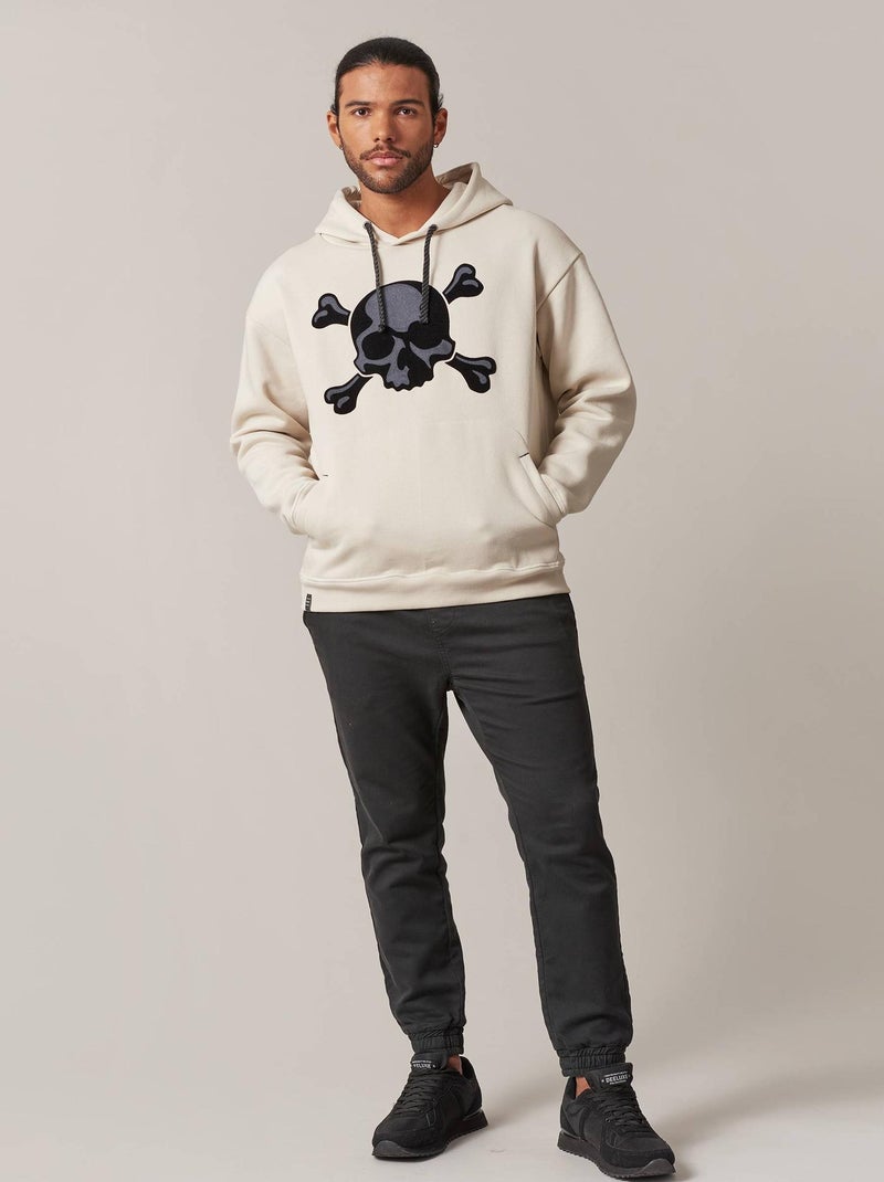 Sweat à capuche tête de mort 'Deeluxe' Beige - Kiabi