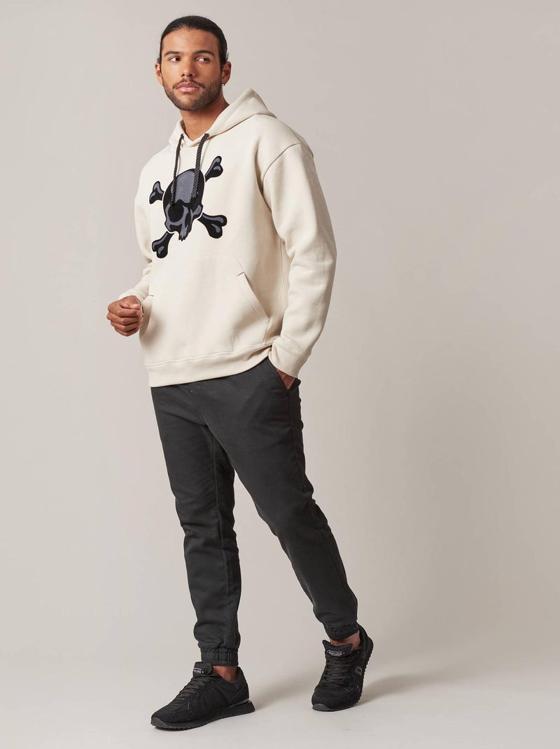 Sweat à capuche tête de mort 'Deeluxe' Beige - Kiabi