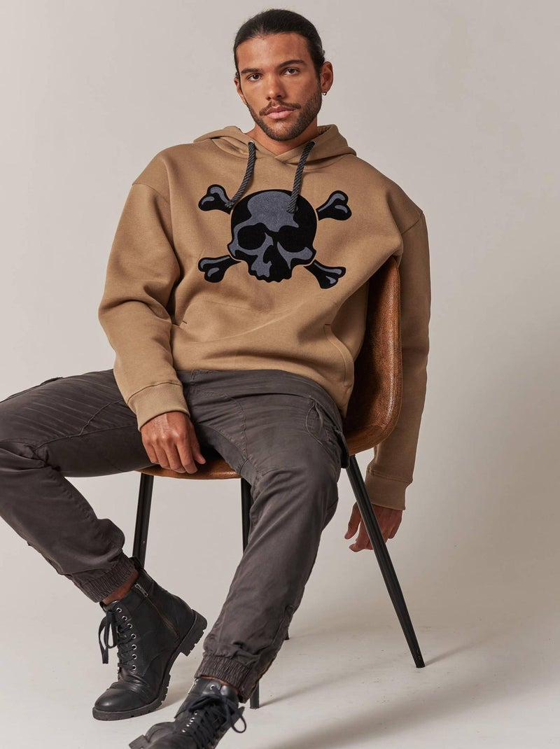 Sweat à capuche tête de mort 'Deeluxe' Beige foncé - Kiabi