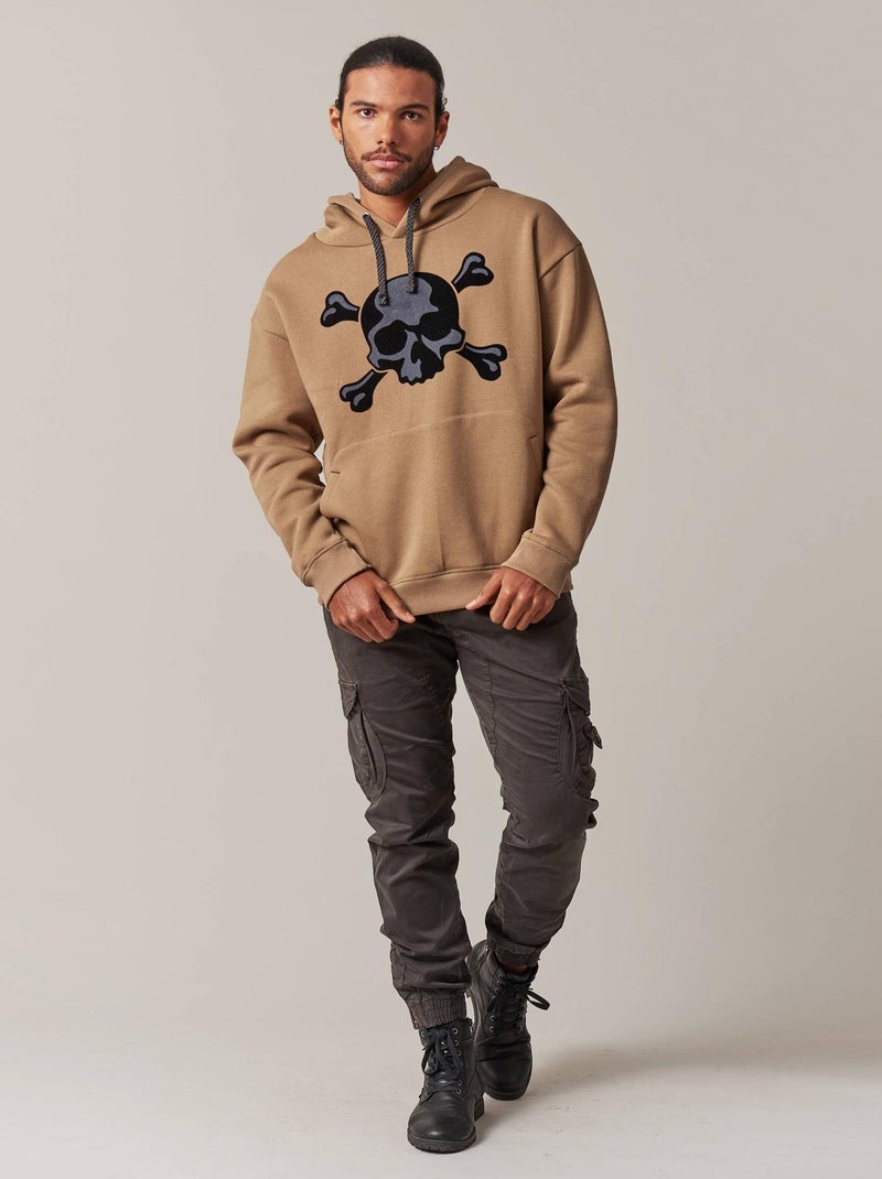 Sweat à capuche tête de mort 'Deeluxe' Beige foncé - Kiabi