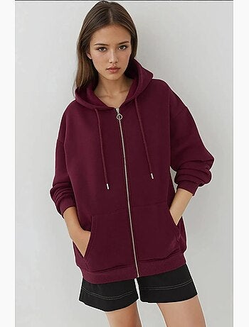 Sweat à capuche texturé avec col zippé et poches hiccup