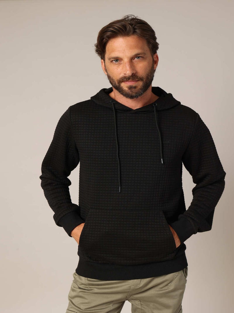 Sweat à capuche texturé avec poche kangourou 'Deeluxe' Noir - Kiabi