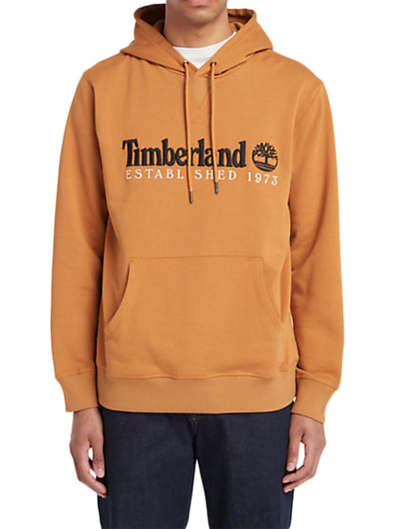 Sweat à Capuche Timberland Logo Brush Back Marron - Kiabi