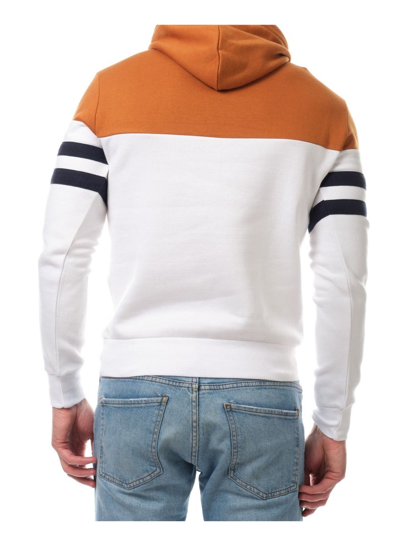 Sweat à capuche tri-color Blanc Beige Blanc - Kiabi