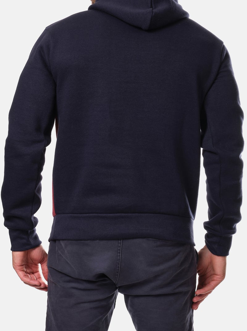 Sweat à capuche tri-color , logo poitrine Bleu marine - Kiabi
