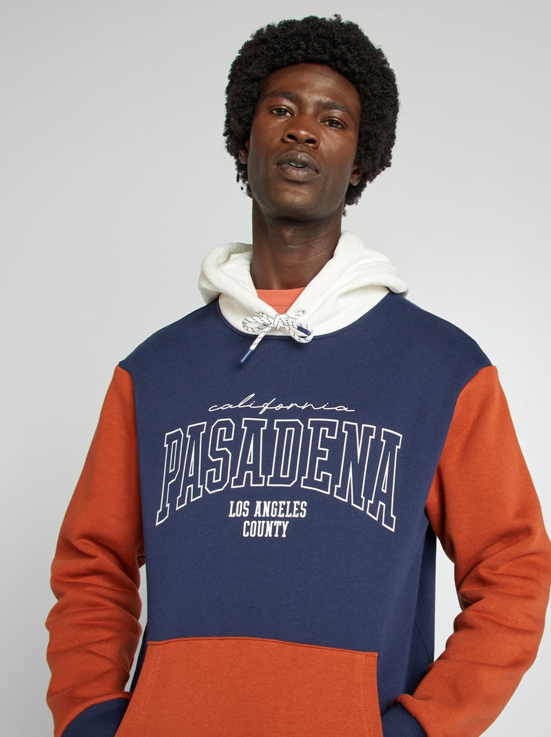 Sweat à capuche tricolore Bleu marine - Kiabi