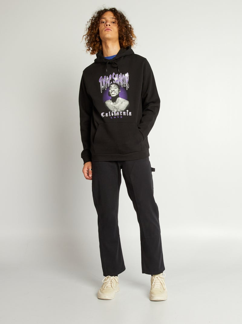Sweat à capuche 'Tupac' Noir - Kiabi