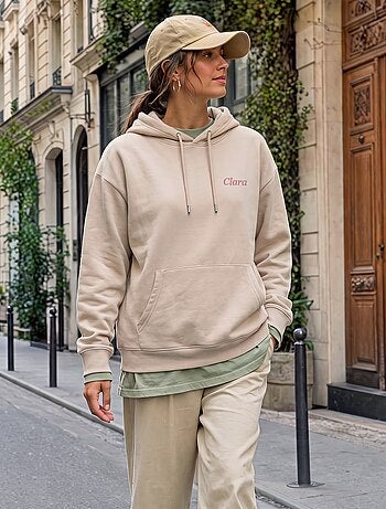 Sweat à capuche uni avec poche kangourou