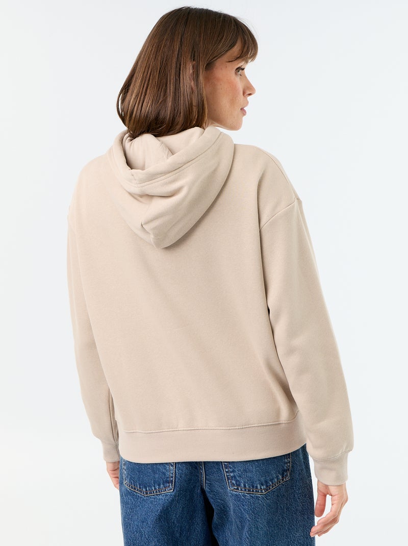 Sweat à capuche uni avec poche kangourou Beige - Kiabi