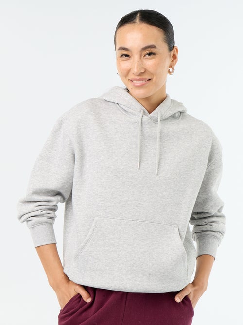 Sweat à capuche uni avec poche kangourou - Kiabi