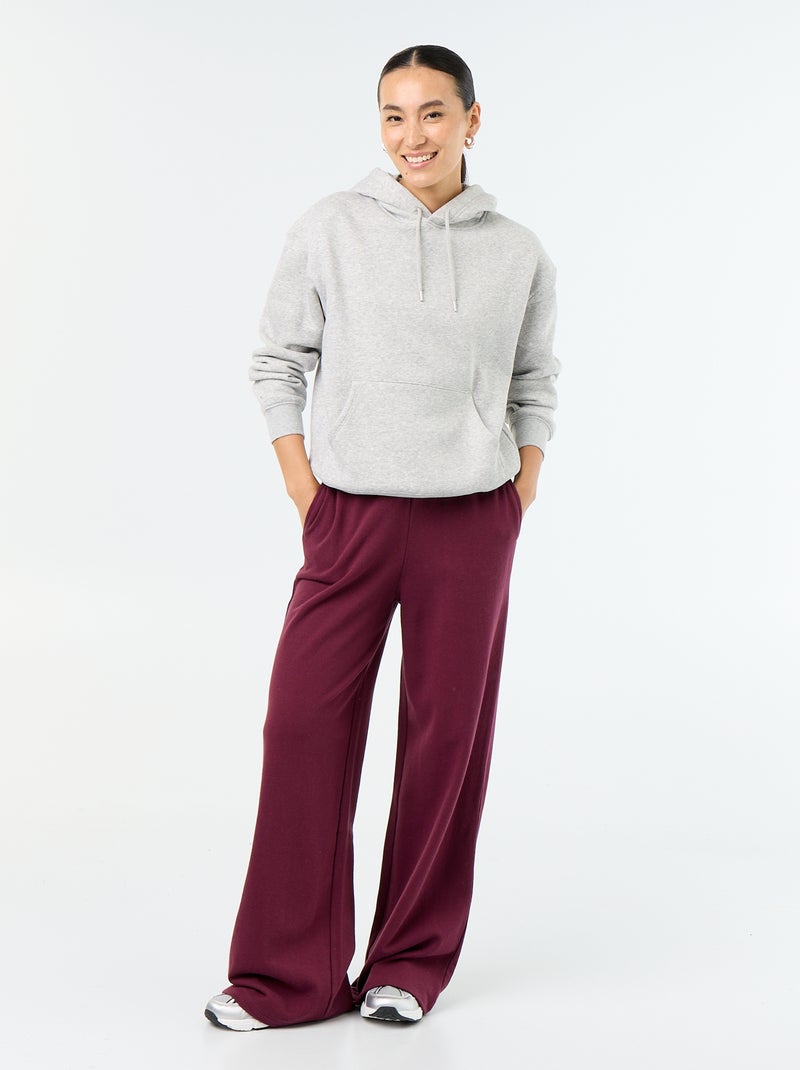 Sweat à capuche uni avec poche kangourou Gris - Kiabi