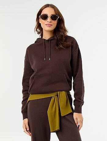 Sweat à capuche uni avec poche kangourou