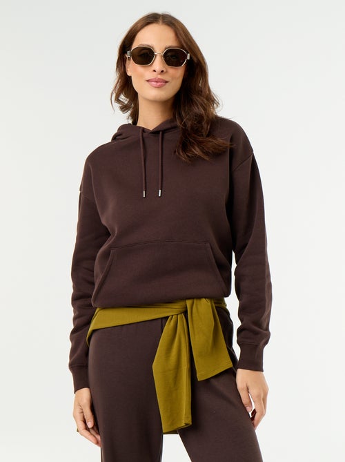 Sweat à capuche uni avec poche kangourou - Kiabi