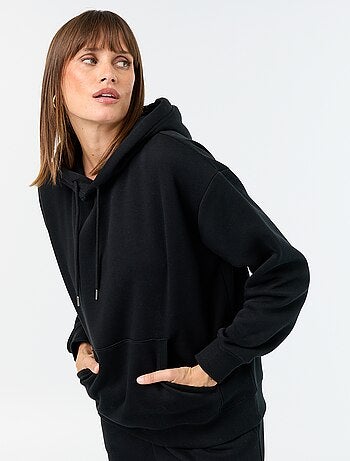 Sweat à capuche uni avec poche kangourou