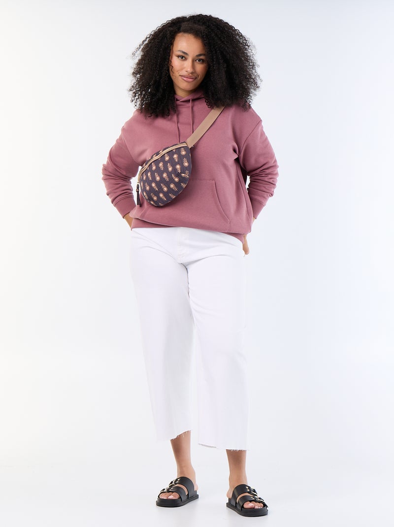 Sweat à capuche uni avec poche kangourou Rose - Kiabi