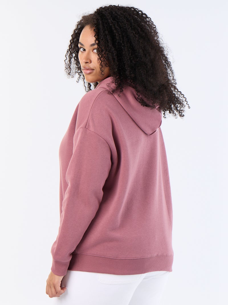Sweat à capuche uni avec poche kangourou Rose - Kiabi