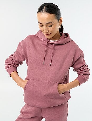 Sweat à capuche uni avec poche kangourou