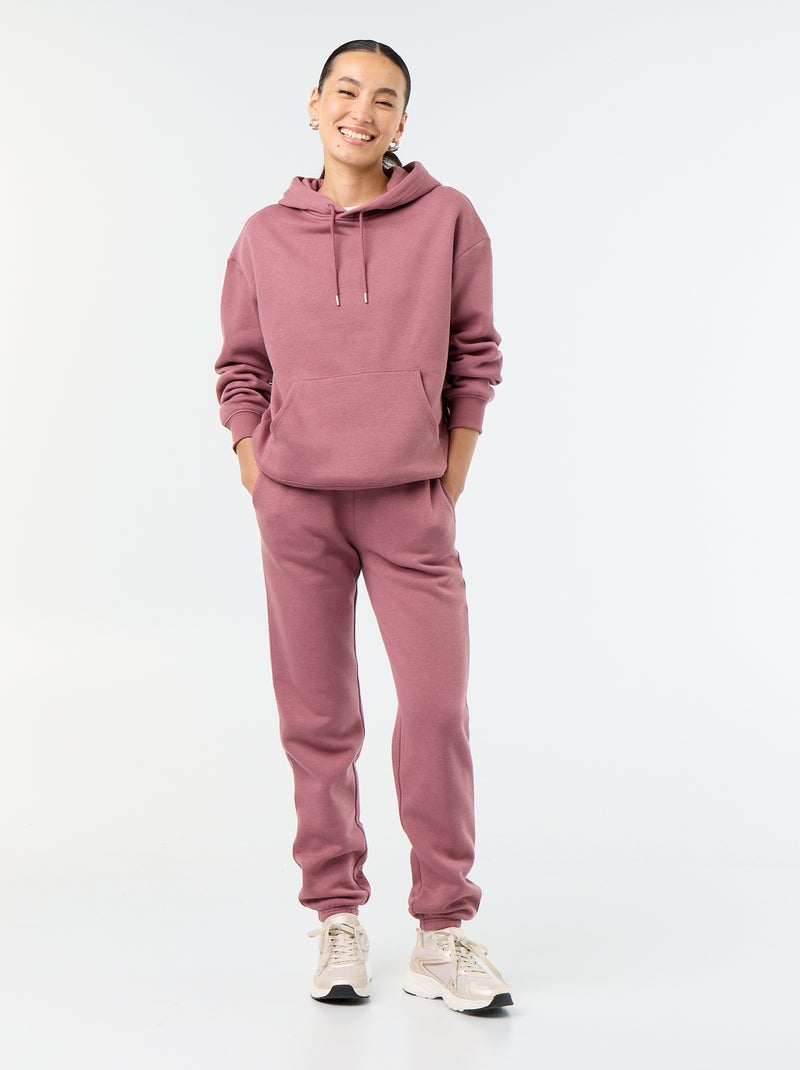 Sweat à capuche uni avec poche kangourou Rose - Kiabi