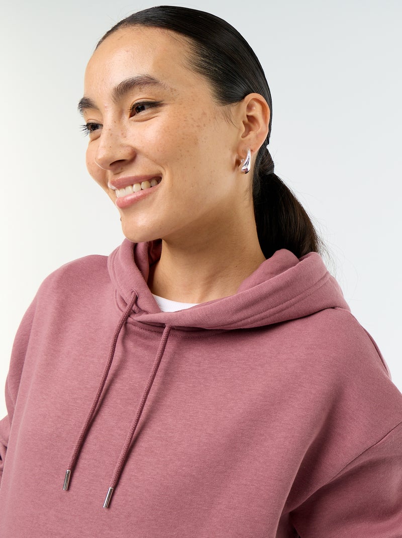 Sweat à capuche uni avec poche kangourou Rose - Kiabi