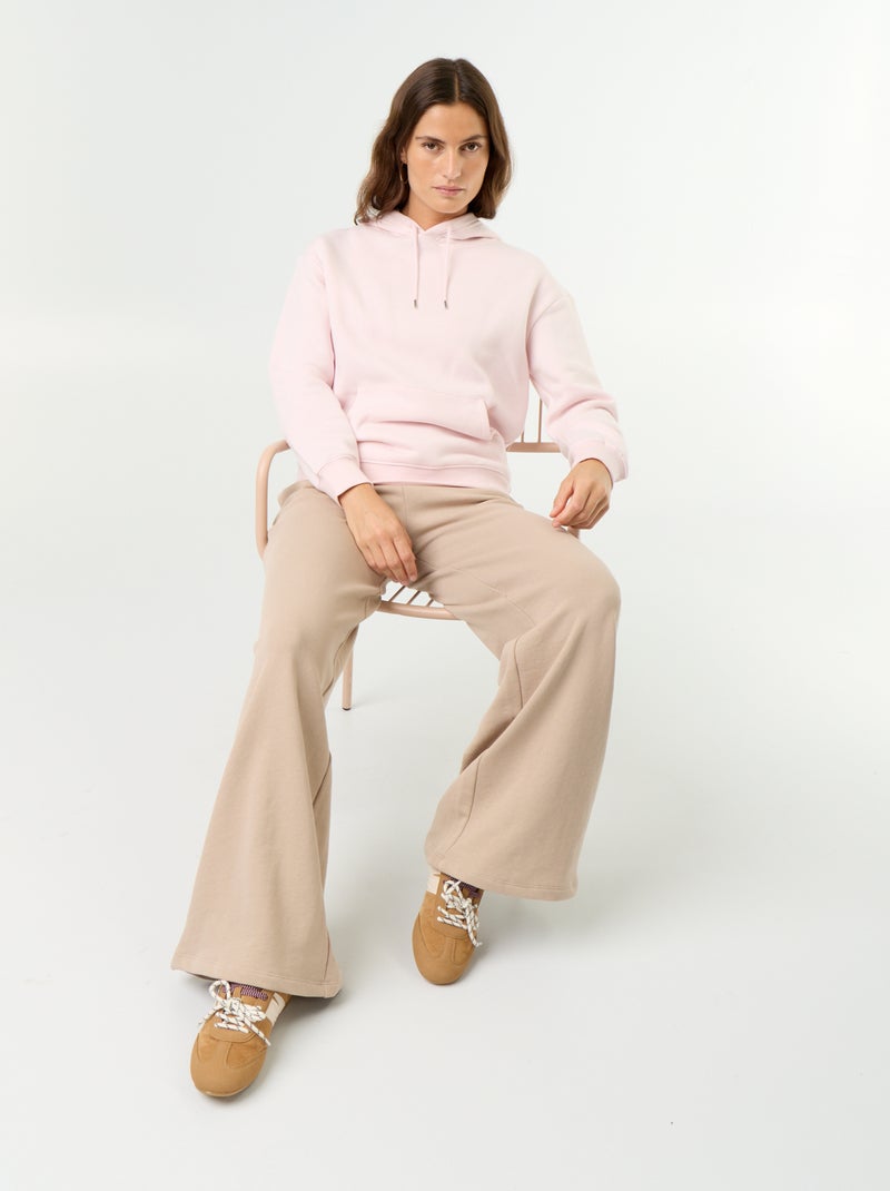 Sweat à capuche uni avec poche kangourou Rose - Kiabi