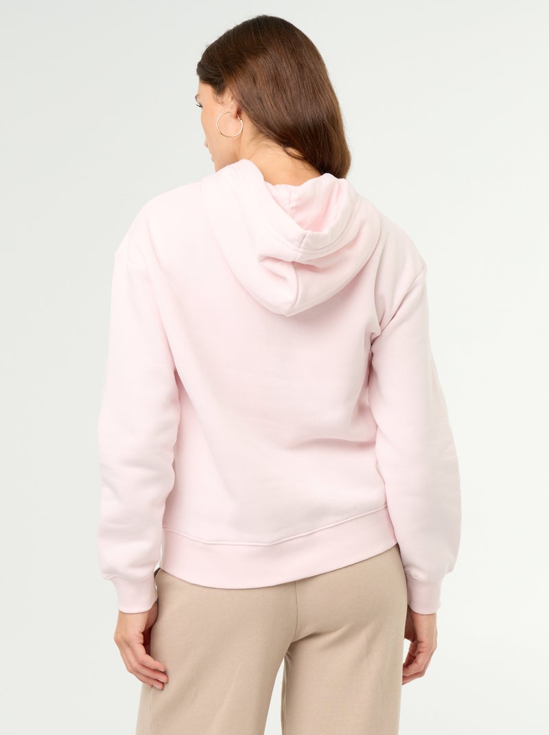 Sweat à capuche uni avec poche kangourou Rose - Kiabi