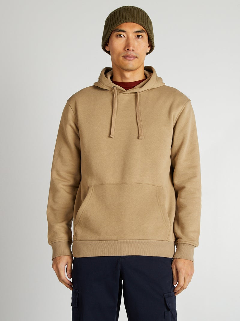 Sweat à capuche uni Beige - Kiabi