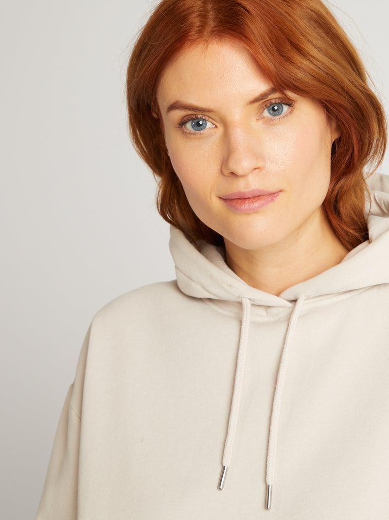 Sweat à capuche uni Beige - Kiabi