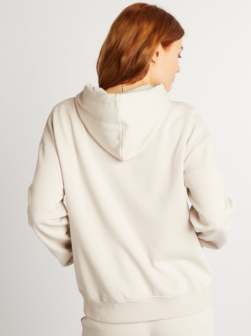 Sweat à capuche uni Beige - Kiabi