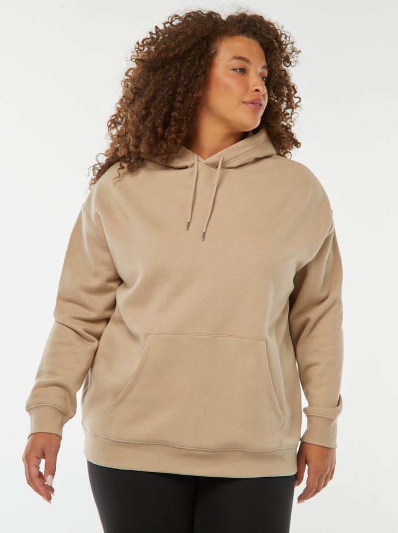 Sweat à capuche uni Beige - Kiabi