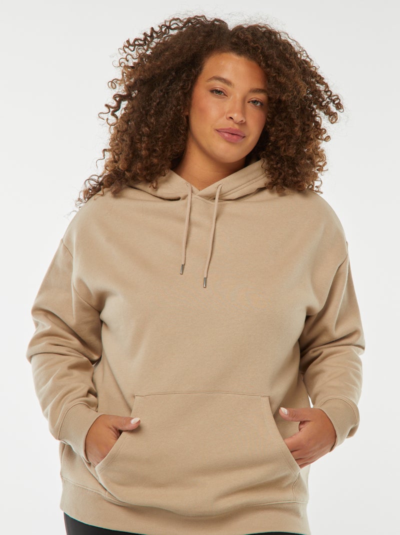Sweat à capuche uni Beige - Kiabi