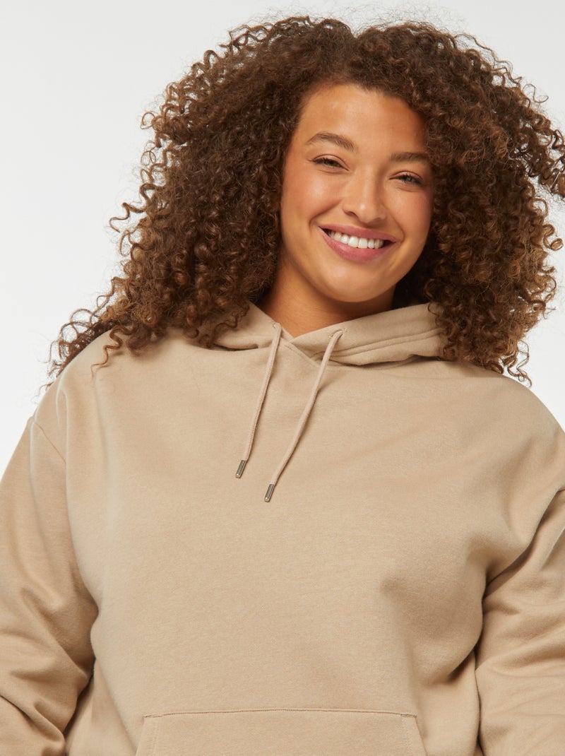 Sweat à capuche uni Beige - Kiabi