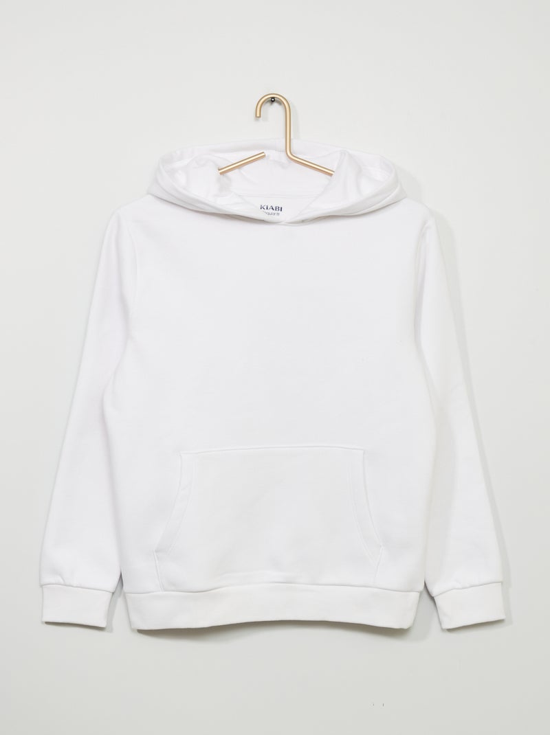 Sweat à capuche uni blanc - Kiabi