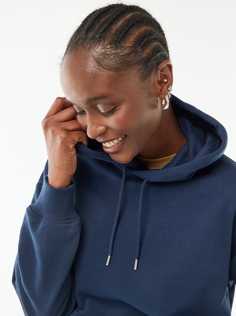 Sweat à capuche uni Bleu - Kiabi