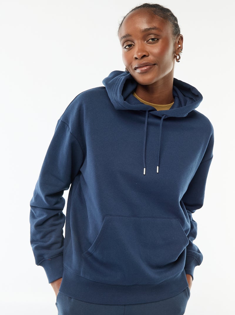 Sweat à capuche uni Bleu - Kiabi