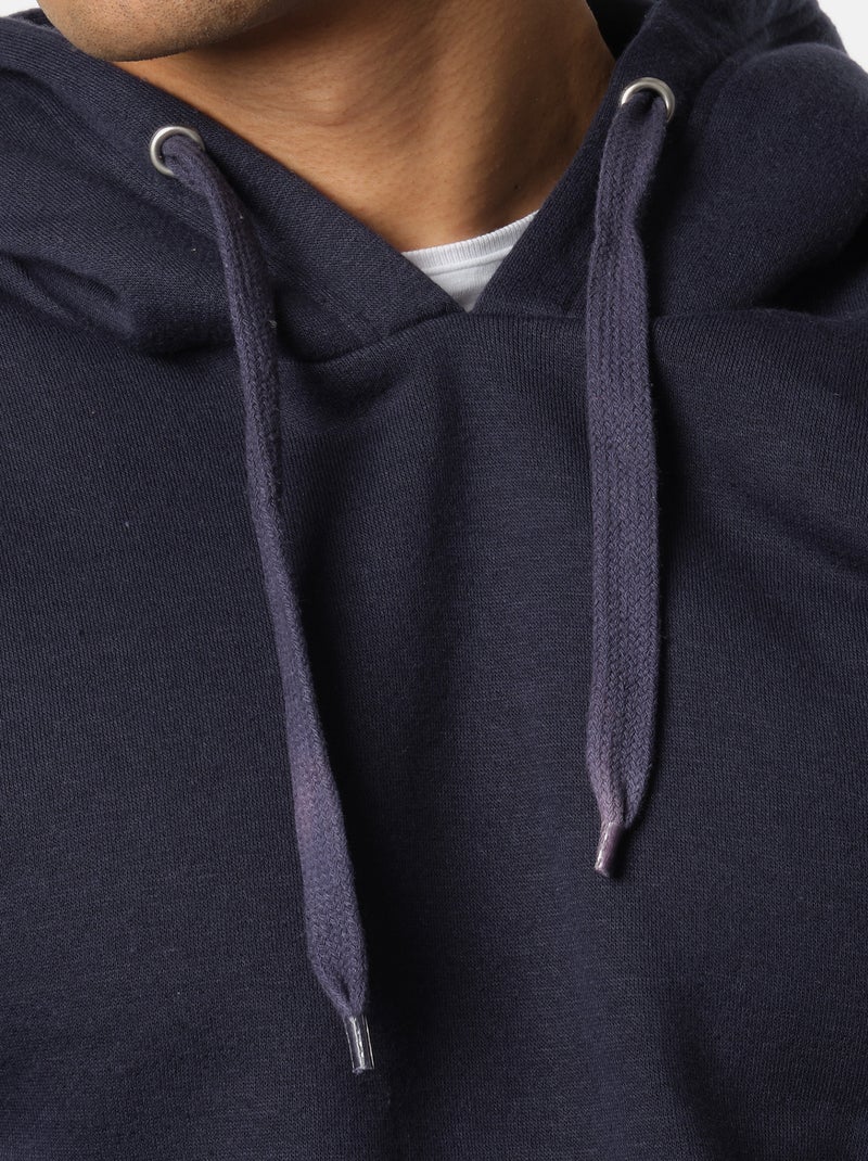 Sweat à capuche uni Bleu marine - Kiabi
