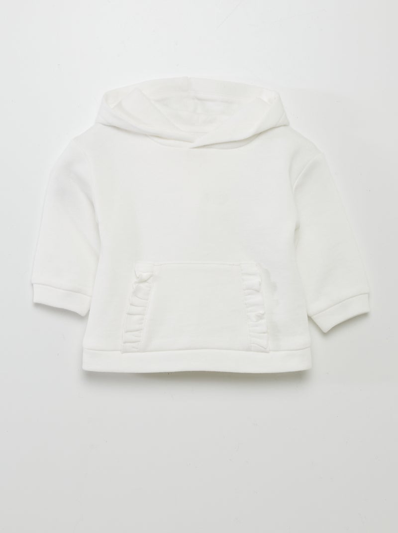 Sweat à capuche uni en molleton blanc - Kiabi