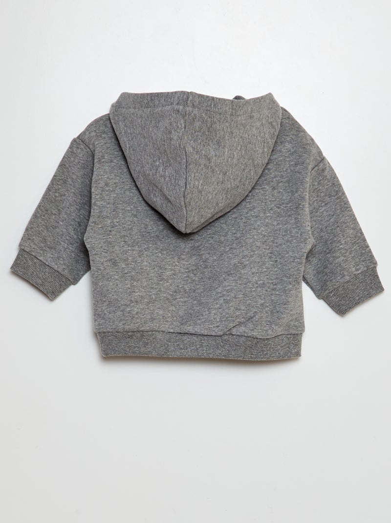 Sweat à capuche uni en molleton Gris - Kiabi