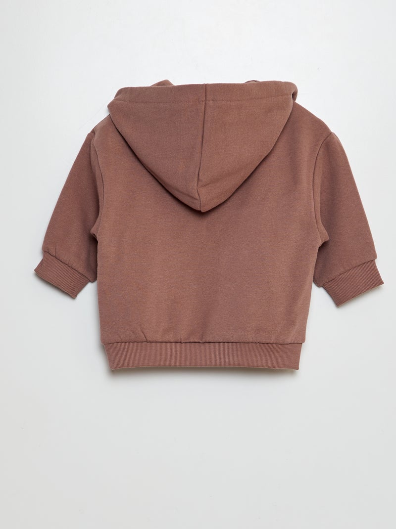 Sweat à capuche uni en molleton Marron - Kiabi