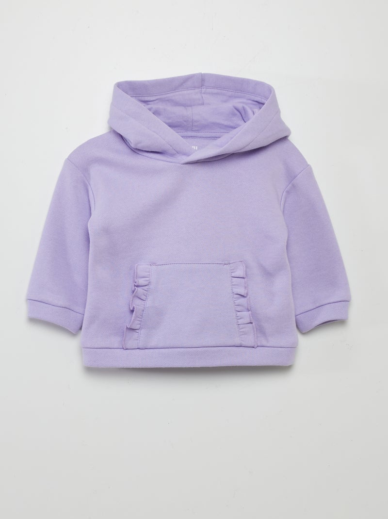 Sweat à capuche uni en molleton Violet - Kiabi