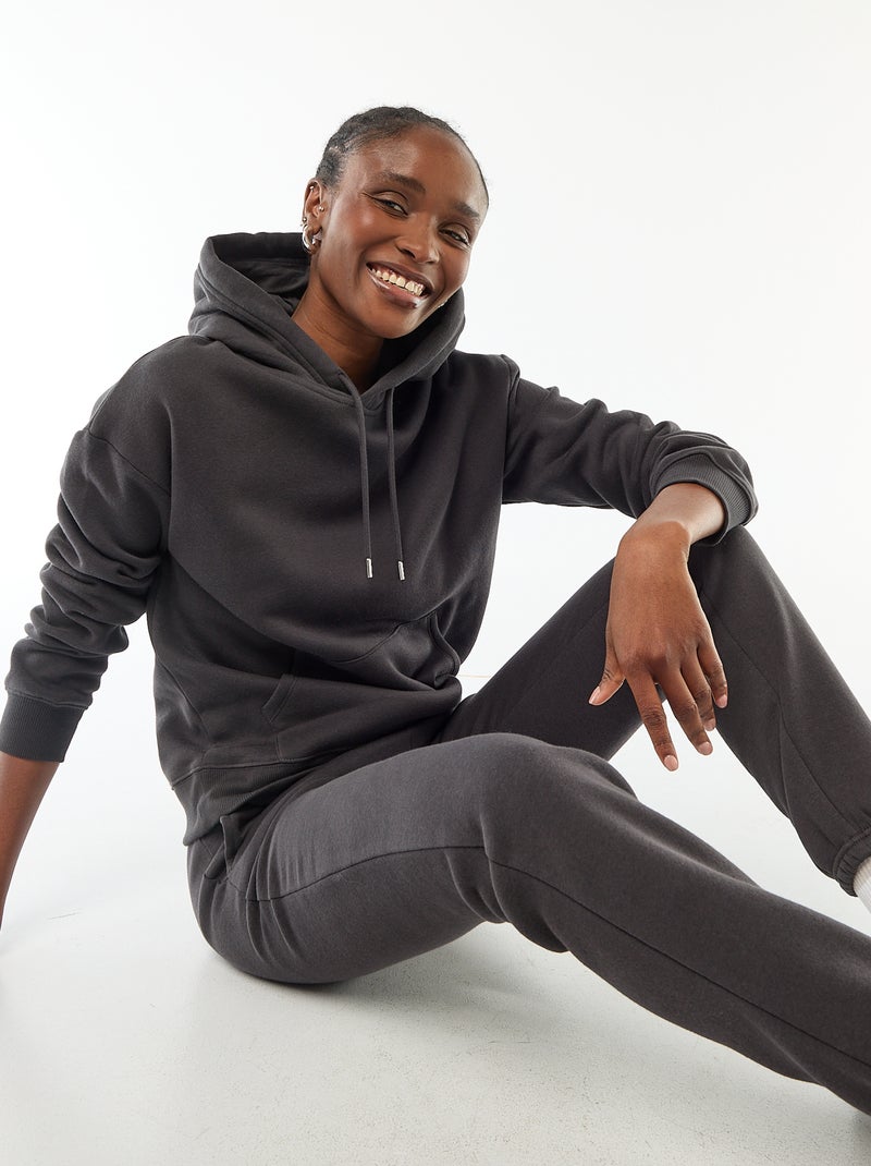 Sweat à capuche uni Gris - Kiabi