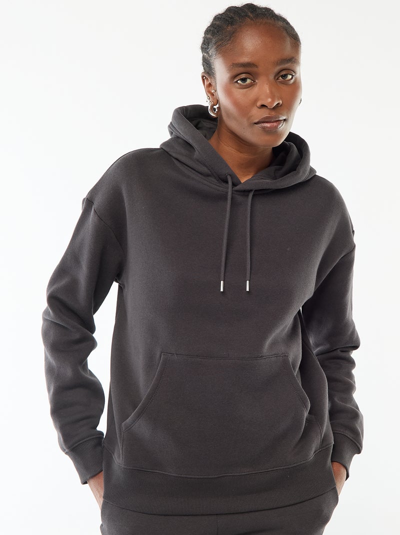 Sweat à capuche uni Gris - Kiabi